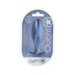 Ouch! Smooth Silicone Oval Anal Plug 4.6 in. Metallic Blue