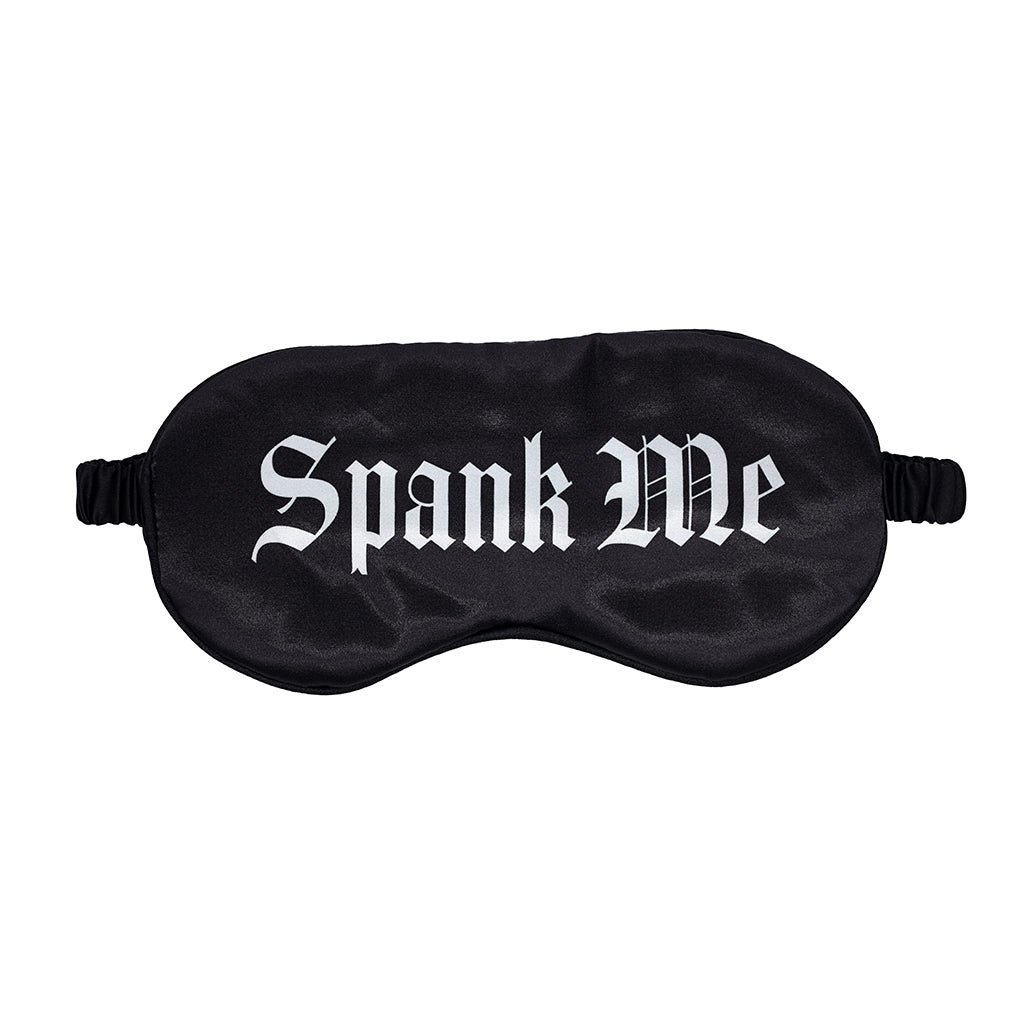 ouch-spank-me-printed-mask-satin-black Ouch! Spank Me Printed Mask Satin Black - Image 1