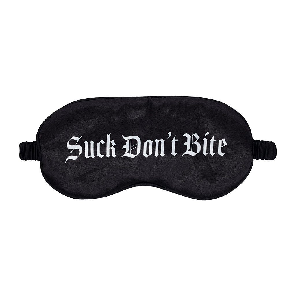 ouch-suck-dont-bite-printed-mask-satin-black Ouch! Suck Don''t Bite Printed Mask Satin Black - Image 1