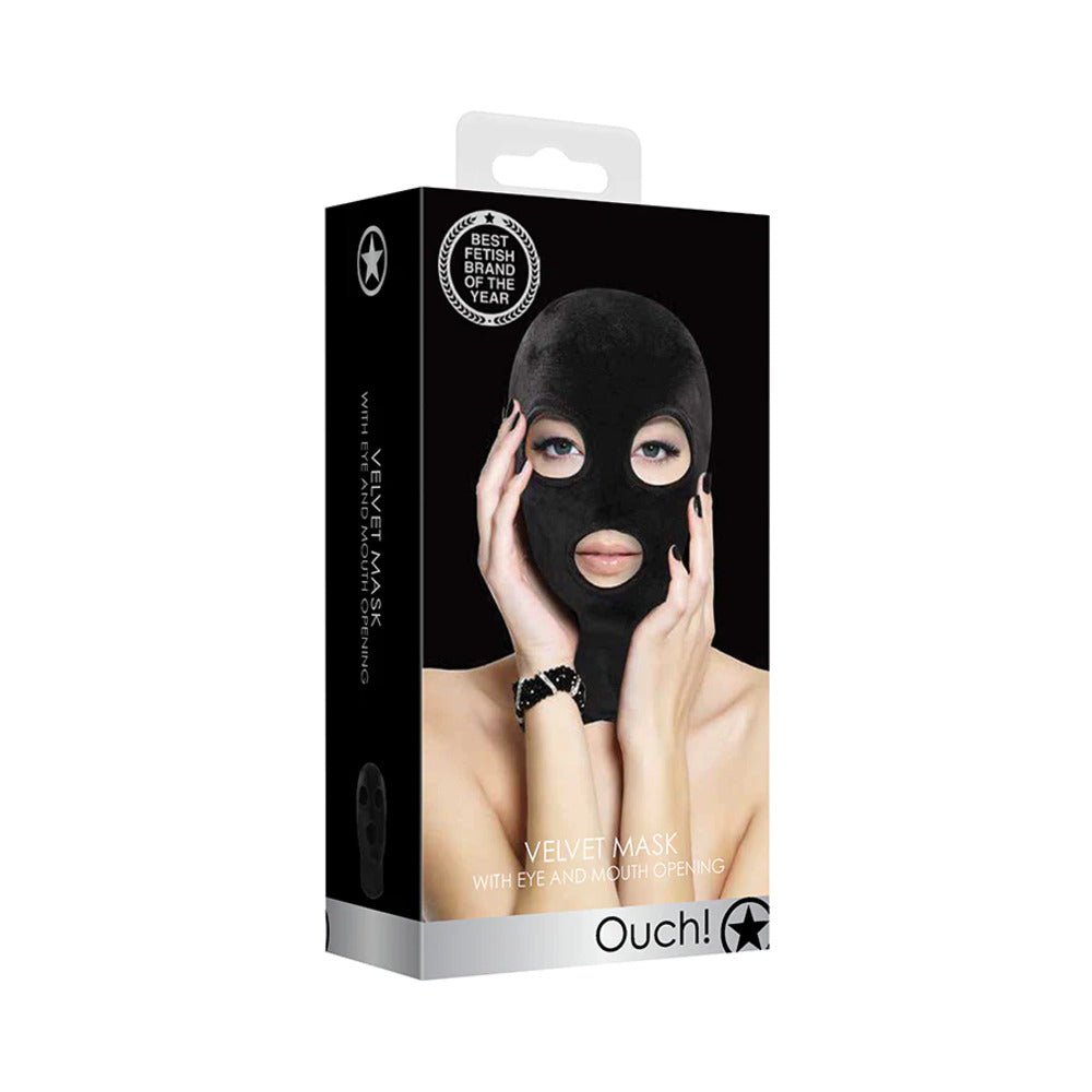 ouch-velvet-full-head-mask-with-eye-and-mouth-opening-black Ouch! Velvet Full-Head Mask With Eye and Mouth Opening Black - Image 1