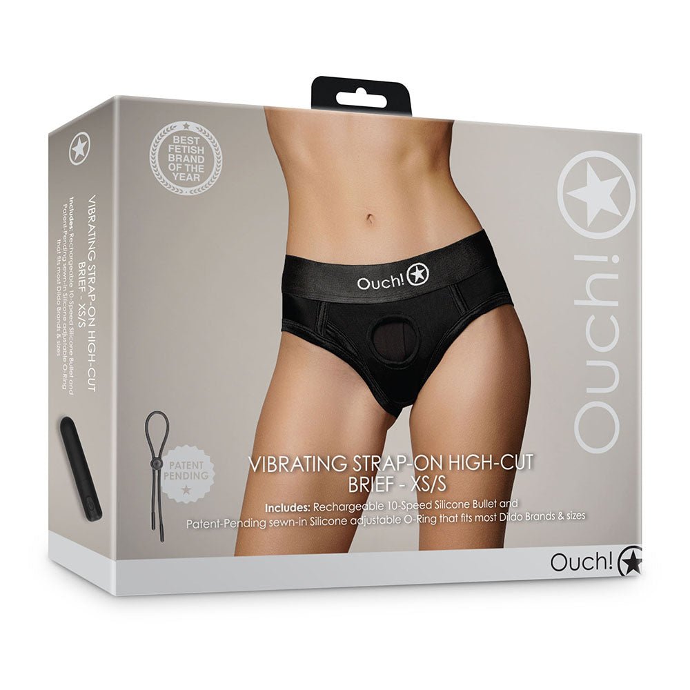 ouch-vibrating-strap-on-high-cut-brief-black-xss Ouch! Vibrating Strap-on High-cut Brief Black XS/S - Image 1