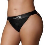Ouch! Vibrating Strap-on Panty Harness with Open Back Black XL/2XL - Image 2