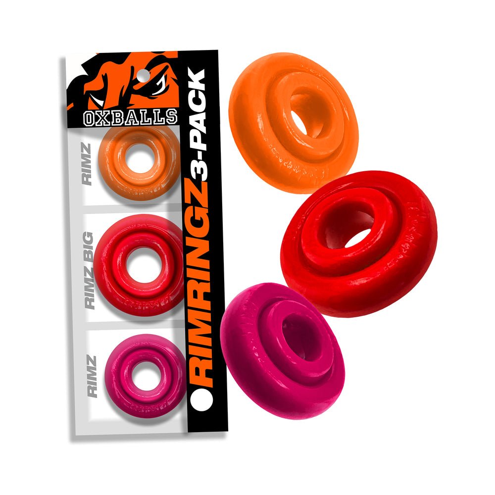 oxballs-rimringz-multi-size-3-pack-fire-hots Oxballs Rimringz Multi Size 3-Pack Fire Hots - Image 1