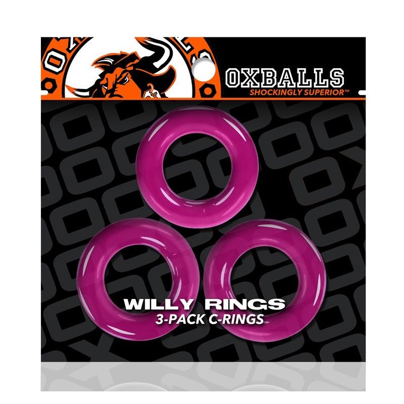 oxballs-willy-rings-3-pack-cockrings-os-hot-pink Oxballs Willy Rings 3-Pack Cockrings O/S Hot Pink - Image 1
