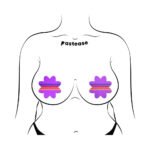 Pastease Colorful Retro Stripes on Purple Petal Breast Pasties - Image 3