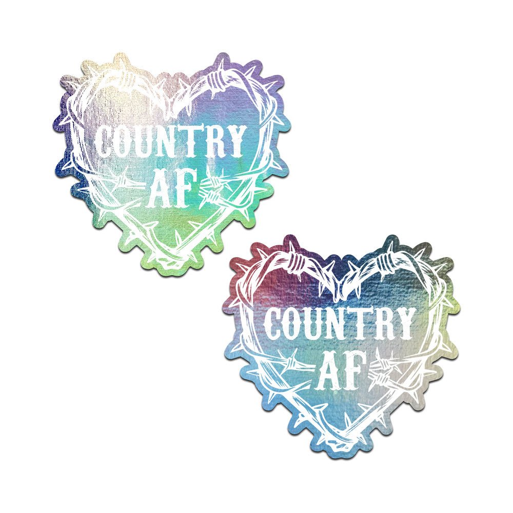 pastease-country-af-barbed-wire-heart-pasties-holographic-nipple-covers Pastease Country AF Barbed Wire Heart Pasties Holographic Nipple Covers - Image 1