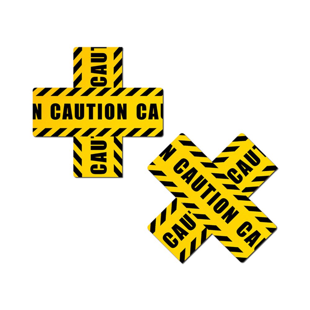 pastease-crossed-caution-tape-nipple-pasties Pastease Crossed Caution Tape Nipple Pasties - Image 1