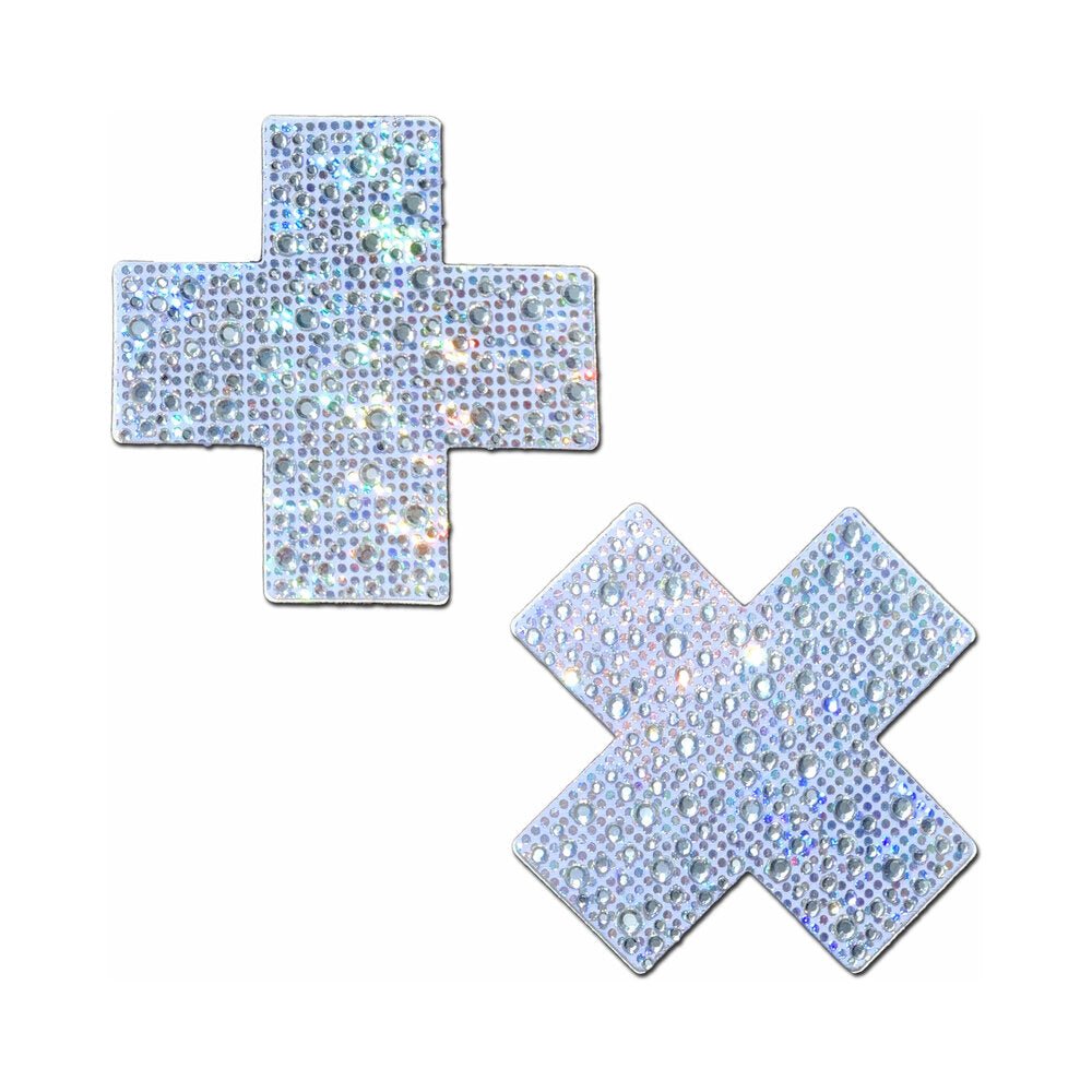 pastease-crystal-sparkling-crosses-pasties-silver Pastease Crystal Sparkling Crosses Pasties Silver - Image 1