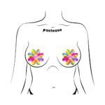 Pastease Electric Rainbow Fractal Laser Petal Breast Pasties - Image 2