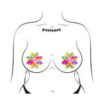 Pastease Electric Rainbow Fractal Laser Petal Breast Pasties - Image 3