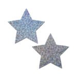 Pastease Everyday Reusable Glittering Silver Star Nipple Pasties