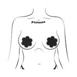 Pastease Everyday Reusable Pasties Onyx Flat Black Vegan Suede Flower Nipple Covers - Image 2