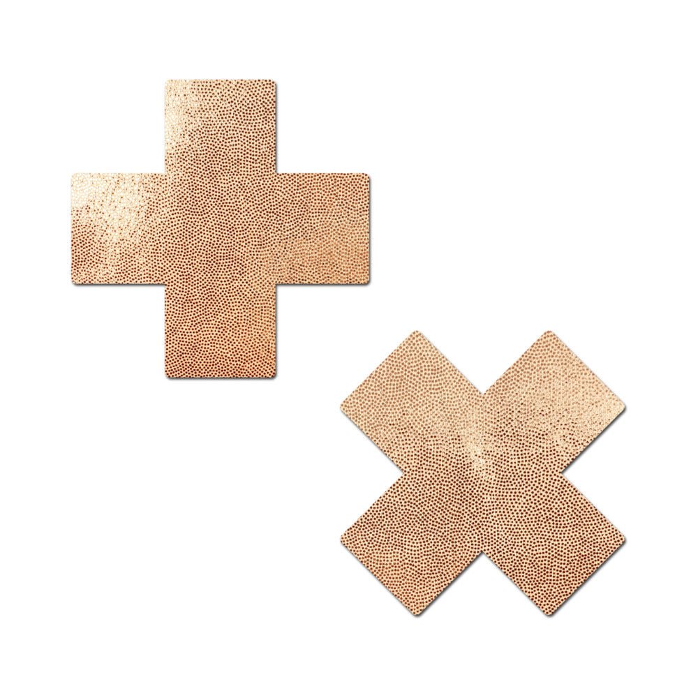 pastease-everyday-reusable-pasties-rose-gold-vegan-luxury-suede-cross-nipple-covers Pastease Everyday Reusable Pasties Rose Gold Vegan Luxury Suede Cross Nipple Covers - Image 1