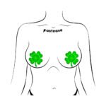 Pastease Four Leaf Clover Green Glitter Velvet Nipple Pasties - Image 3