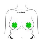 Pastease Four Leaf Clover Green Glitter Velvet Nipple Pasties - Image 4