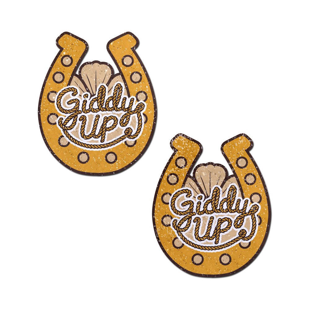 pastease-giddy-up-sparkling-horseshoe-golden-nipple-covers Pastease Giddy Up Sparkling Horseshoe Golden Nipple Covers - Image 1