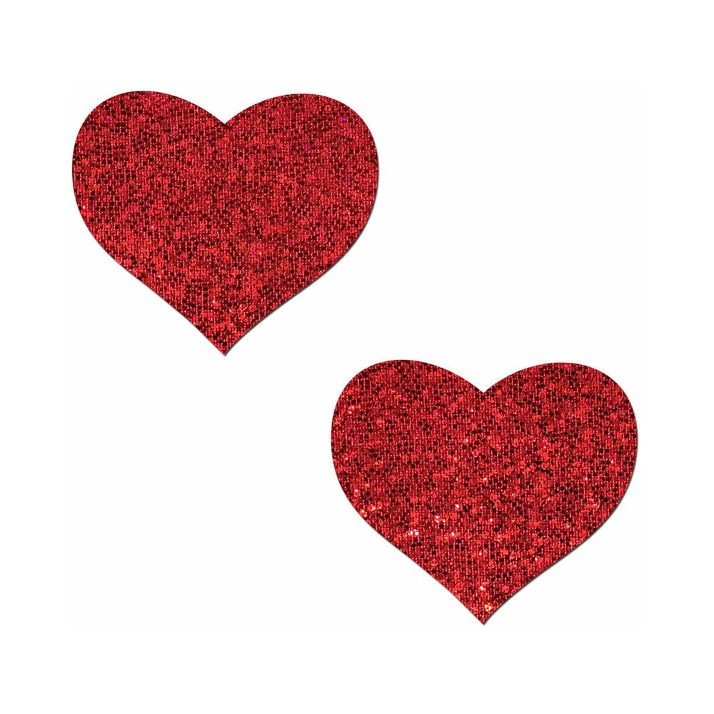 pastease-glitter-heart-pasties-red Pastease Glitter Heart Pasties Red - Image 1