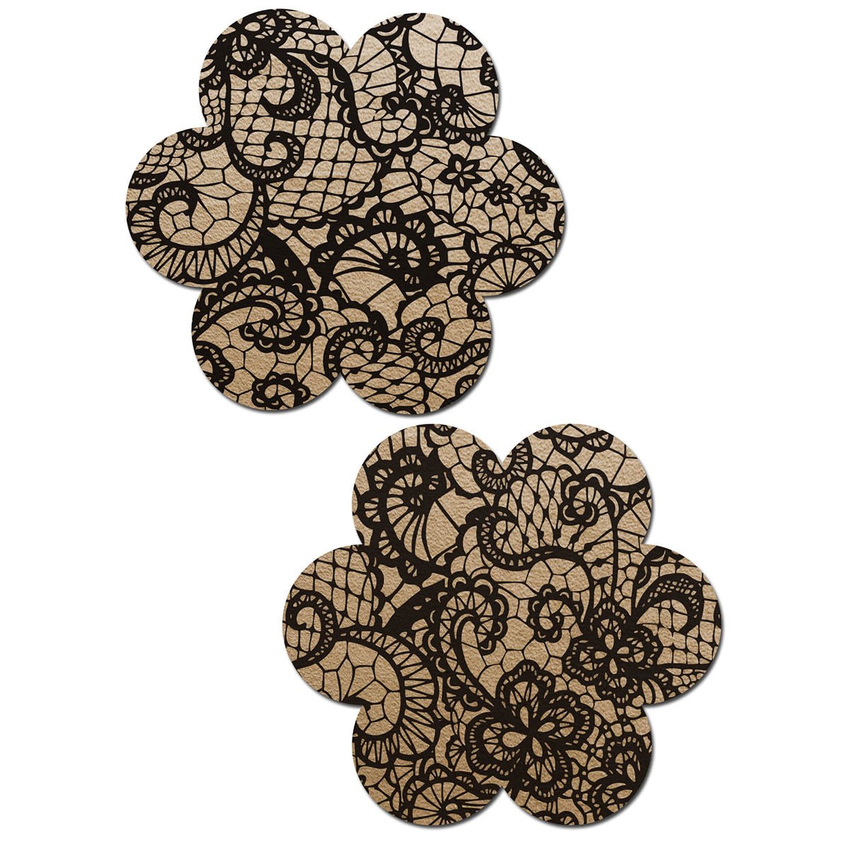 pastease-lace-flower-pasties-beigeblack Pastease Lace Flower Pasties Beige/Black - Image 1