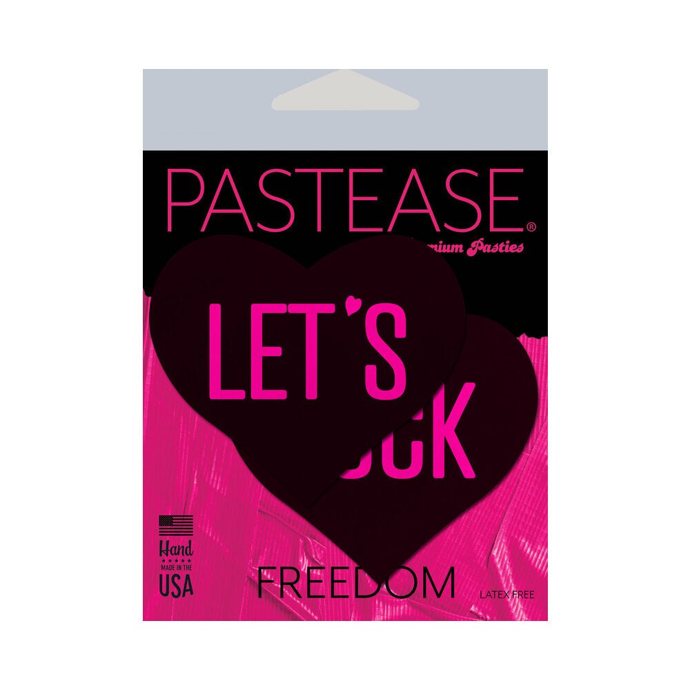 pastease-love-lets-fuck-black-heart-on-neon-pink-base-nipple-pasties Pastease Love: Let''s Fuck Black Heart on Neon Pink Base Nipple Pasties - Image 1