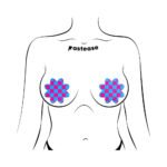 Pastease Neon Checkered Pink & Blue Petal Breast Pasties - Image 2