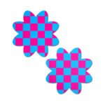 Pastease Neon Checkered Pink & Blue Petal Breast Pasties