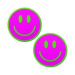 Pastease Neon Green Glow-in-the-Dark Pink Smiley Face Breast Pasties
