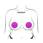 Pastease Neon Green Glow-in-the-Dark Pink Smiley Face Breast Pasties - Image 3