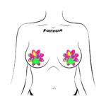 Pastease Neon Pink Graffiti Paint Splatter Petal Breast Pasties - Image 2
