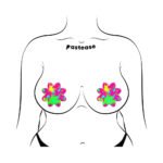 Pastease Neon Pink Graffiti Paint Splatter Petal Breast Pasties - Image 3