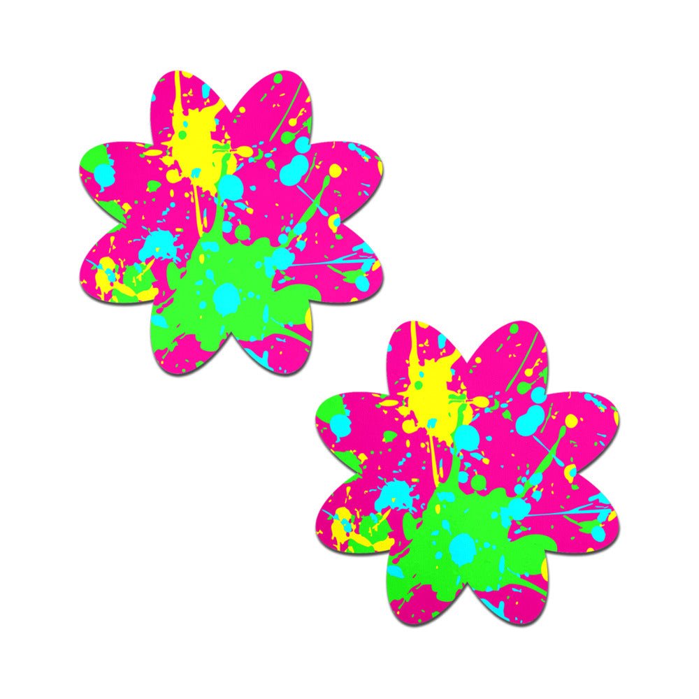 pastease-neon-pink-graffiti-paint-splatter-petal-breast-pasties Pastease Neon Pink Graffiti Paint Splatter Petal Breast Pasties - Image 1