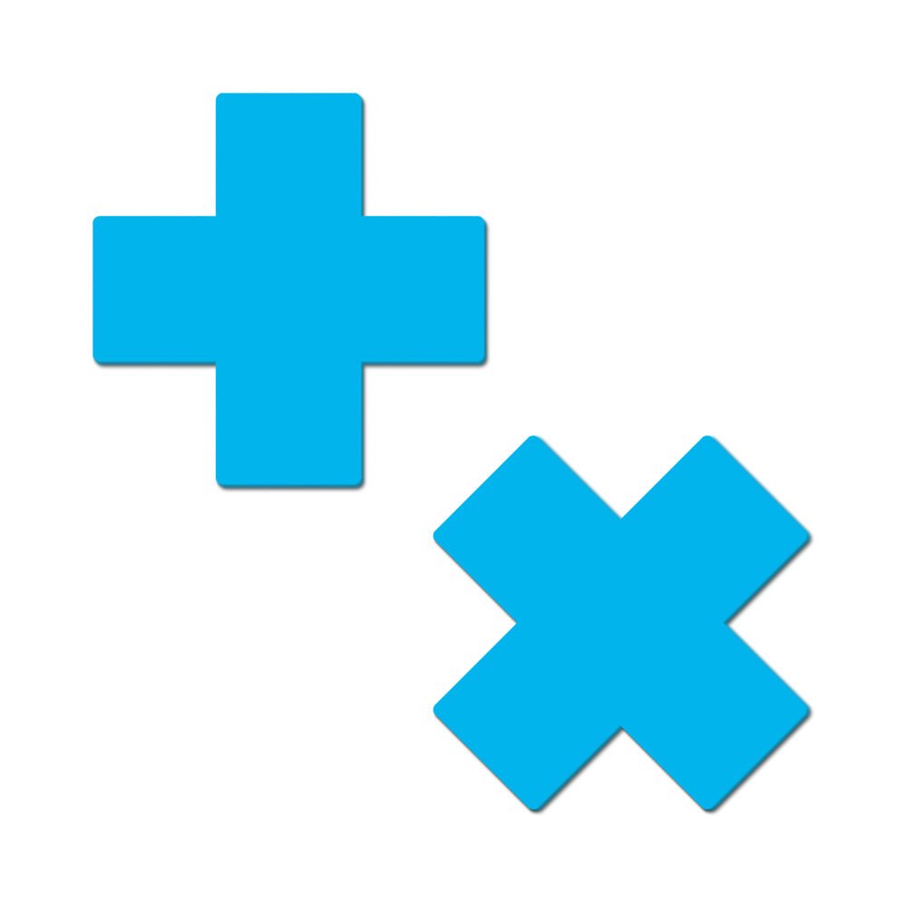 pastease-plus-x-glow-in-the-dark-neon-turquoise-cross-pasties-nipple-covers Pastease Plus X: Glow-in-the-Dark Neon Turquoise Cross Pasties Nipple Covers - Image 1