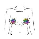 Pastease Rainbow Cheetah Leopard Print Petal Breast Pasties - Image 2