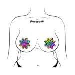 Pastease Rainbow Cheetah Leopard Print Petal Breast Pasties - Image 3