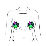 Pastease Vibrant Neon Paint Splatter Petal Breast Pasties - Image 2