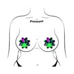 Pastease Vibrant Neon Paint Splatter Petal Breast Pasties - Image 3