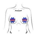 Pastease Vibrant Retro Stripes on Blue Petal Breast Pasties - Image 2