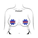 Pastease Vibrant Retro Stripes on Blue Petal Breast Pasties - Image 3