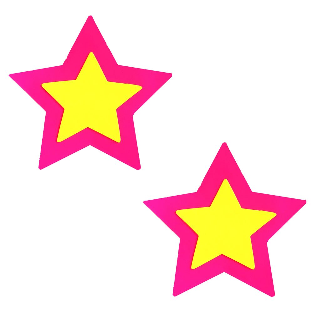 pink-double-star-burst-neon-blacklight-starry-nights-nipztix-pasties Pink Double Star Burst Neon Blacklight Starry Nights Nipztix Pasties - Image 1