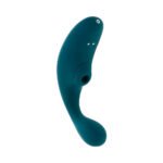Playboy Charmer Deep Teal Rechargeable Dual Vibrator with Clitoral Suction - Image 3