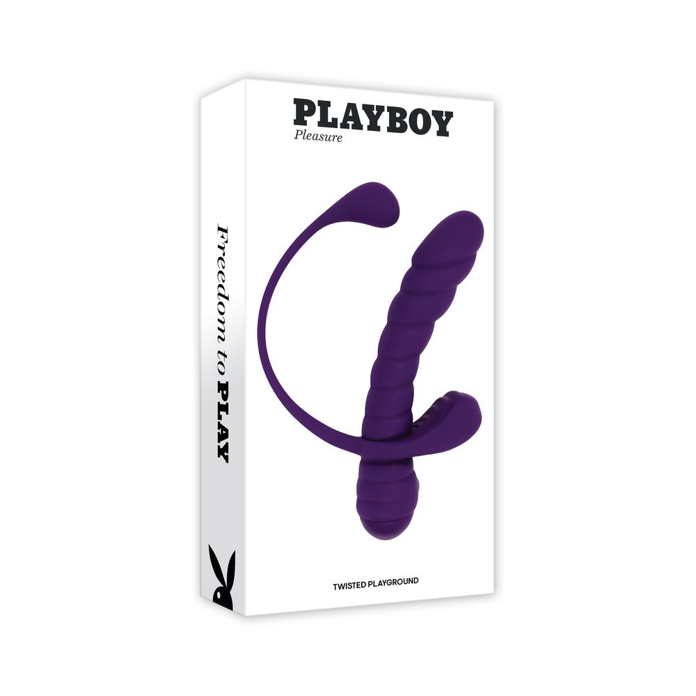 playboy-twisted-playground-rechargeable-triple-stimulator-vibe-silicone-purple-acai Playboy Twisted Playground Rechargeable Triple Stimulator Vibe Silicone Purple Acai - Image 1
