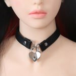 Ple''sur PVC Collar With Heart Lock & Key Black Bag Packaging - Image 5