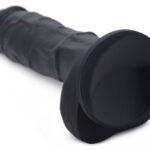 Power Pecker 7 Inch Silicone Dildo With Balls - Black