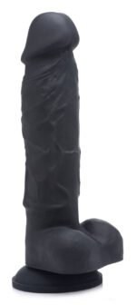 Power Pecker 7 Inch Silicone Dildo With Balls - Black - Image 3