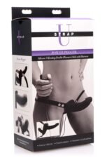 Power Pegger Silicone Vibrating Double Dildo With  Harness - Black - Image 3