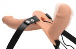 Power Pegger Silicone Vibrating Double Dildo With  Harness - Flesh - Image 6