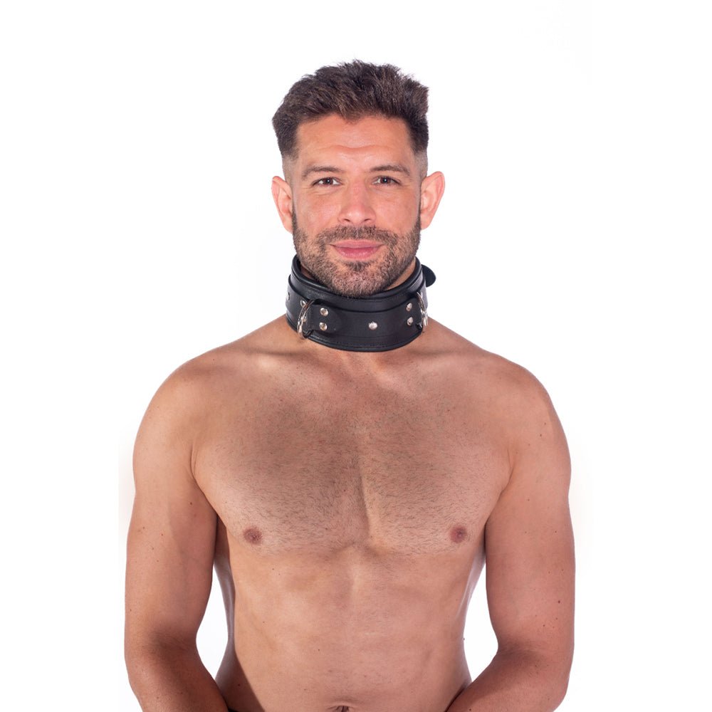 prowler-red-leather-lockable-collar-sm Prowler RED Leather Lockable Collar S/M - Image 1