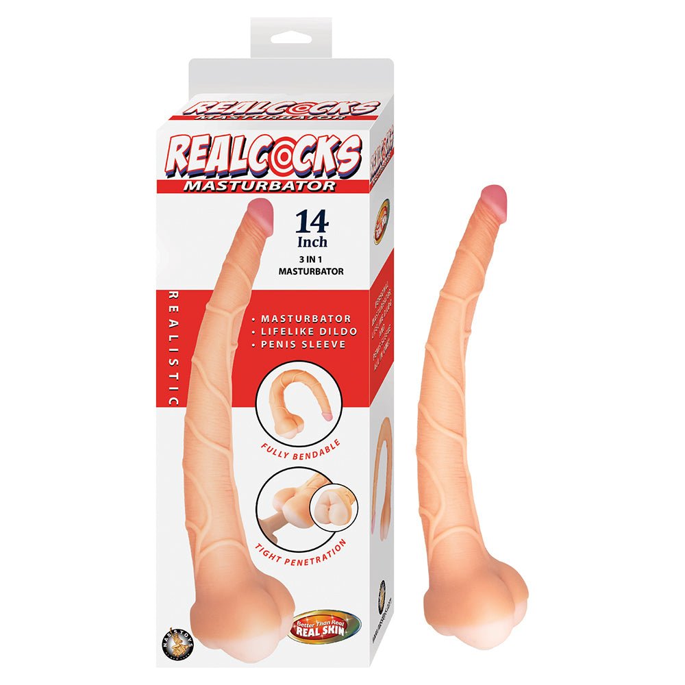 realcocks-masturbator-14-in-3-in-1-dildo-sleeve-stroker-beige Realcocks Masturbator 14 in. 3-in-1 Dildo, Sleeve & Stroker Beige - Image 1