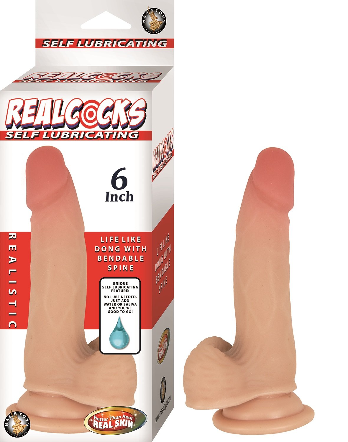 realcocks-self-lubricating-dong-6-inch-flesh Realcocks Self Lubricating Dong - 6 Inch - Flesh - Image 1