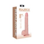 RealRock 8 in. Vibrating and Rotating Cock with Balls Regular Straight Beige