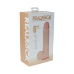 RealRock 8 in. Vibrating and Thrusting Cock with Balls Regular Straight Beige